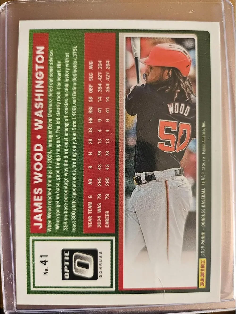 James Wood (RC)- 2025 Panini OPTIC insert Rookie Card- #41- Nationals- RAW Mint